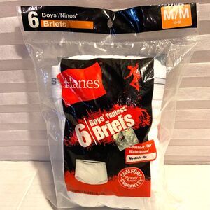 HANES 6 Boys/ninos Tagless Briefs Size Medium M White Brand New!